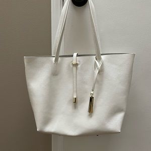 Vince Camuto white leather tote